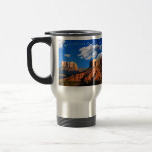 Taza azul profunda del viaje de Sedona del valle