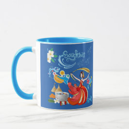 Taza azul radiante del año nuevo tailandés