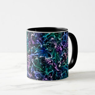 Taza Azul rosa Verde azulado Resumen Cósmico Brillo Flu