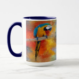 Taza Azul tropical colorido y macao amarillo #4