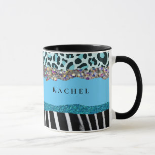 Taza Azul Turquesa Glam Femenino Moderno Retro