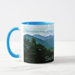 Taza azul verde personalizada de las montañas Smok