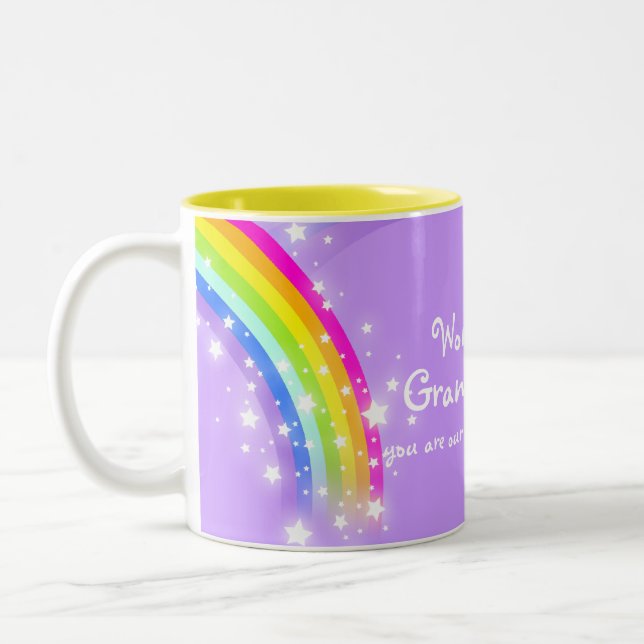 Taza azul violeta del arco iris maravilloso de la (Izquierda)