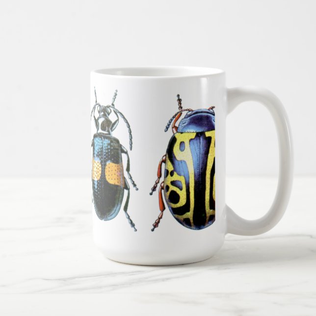 Taza azul y amarilla del escarabajo (Derecha)
