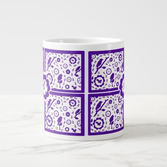 taza azul y blanca del pájaro (Frente)