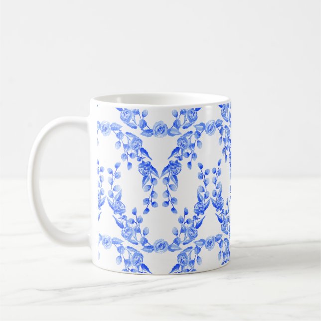Taza azul y blanca del Swag de Acuarela (Izquierda)