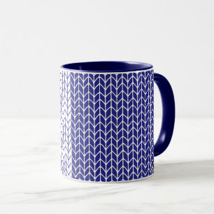 Taza Azul y Blanco de Punto Combinación Marina