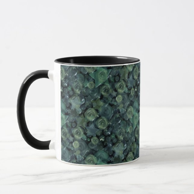 Taza Azulejo de vidrio rosas y estrellas líquidas 3D (Izquierda)