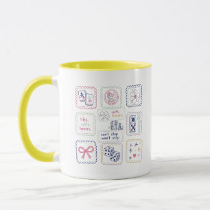 Taza Azulejos inspirados en Mahjong y collage de amulet