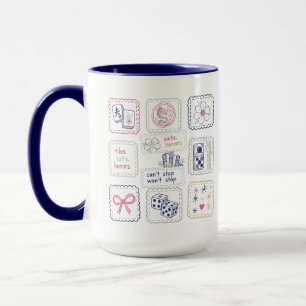 Taza Azulejos inspirados en Mahjong y collage de amulet