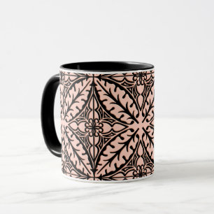 Taza Azulejos marroquíes - rosa melocotón y negro