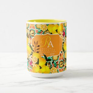 Taza Azulejos Mediterráneos de Limón Naranja Verde