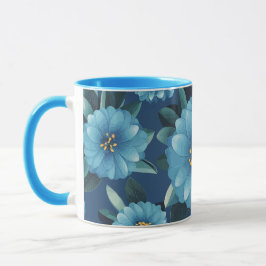 Taza Azure Blooms: Vibrante Patrón Floral Azul