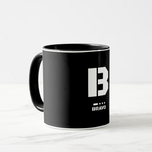 Taza B (Bravo) Código Fonético de Alfabeto y Morse de l (Anverso izquierdo)