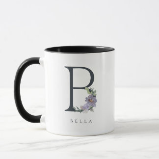 Taza B Monograma Acuarela Morado Floral