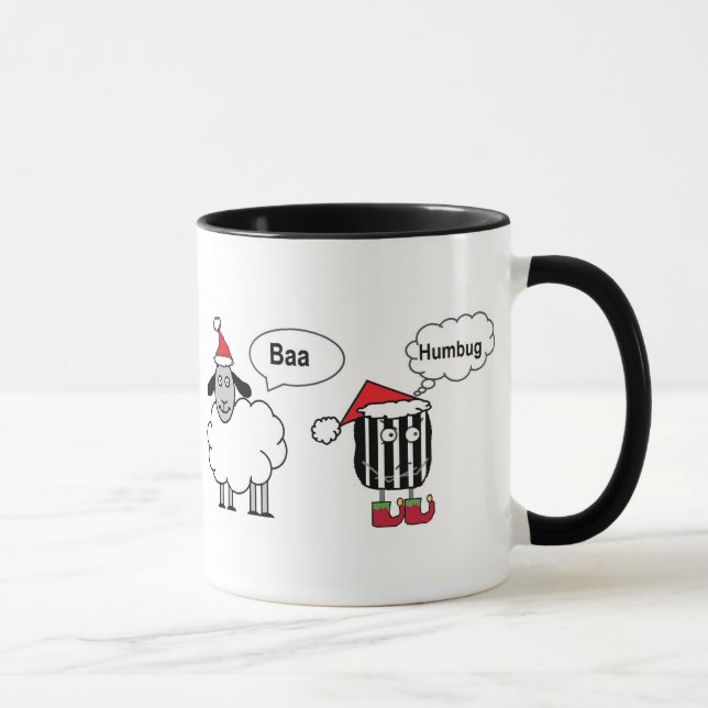 Taza Baa Humbug Funny Christmas Sheep Cartoon (Derecha)