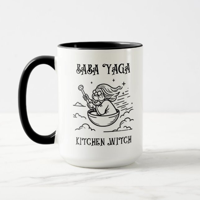 Taza Baba Yaga Mug. Babushka. Bruja de la cocina de Bab (Izquierda)