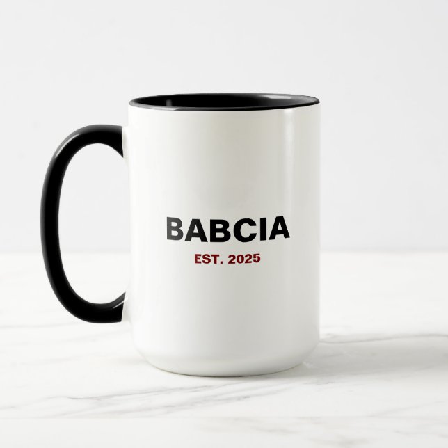 Taza Babcia Est. Año" - El regalo perfecto de la abuela (Izquierda)