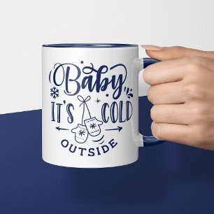 Taza Baby hace frío afuera Azul Marino Vacaciones Navid