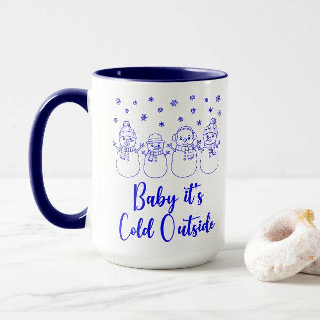 Taza Baby It's Cold Outside Snowmen Snowing Christmas (Con donut)
