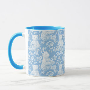 Taza Baby Shower de oso floral toile francés