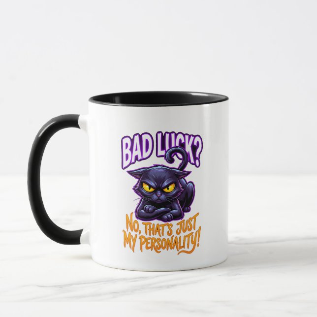 Taza Bad Luck Black Cat Personality Funny Sarcastic (Izquierda)