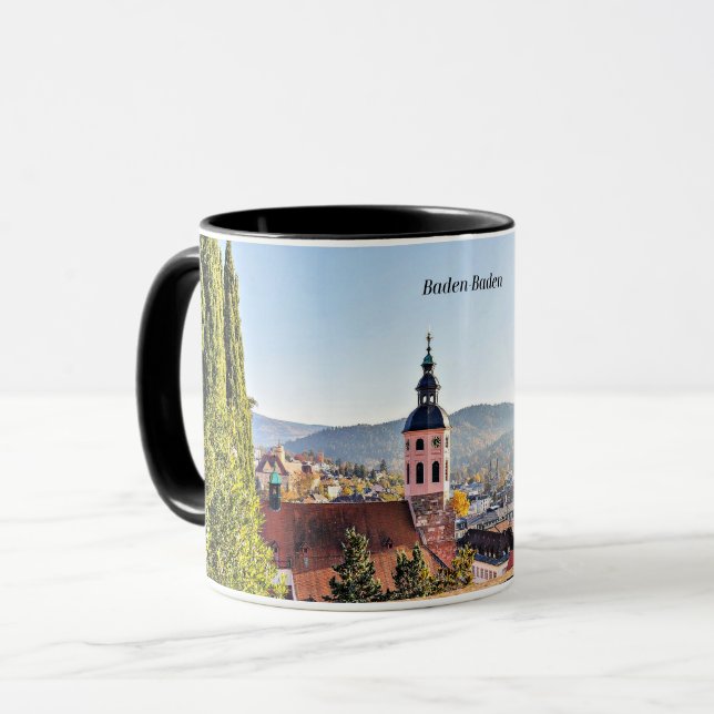 Taza Baden-Baden, Alemania, paisaje escénico (Anverso izquierdo)