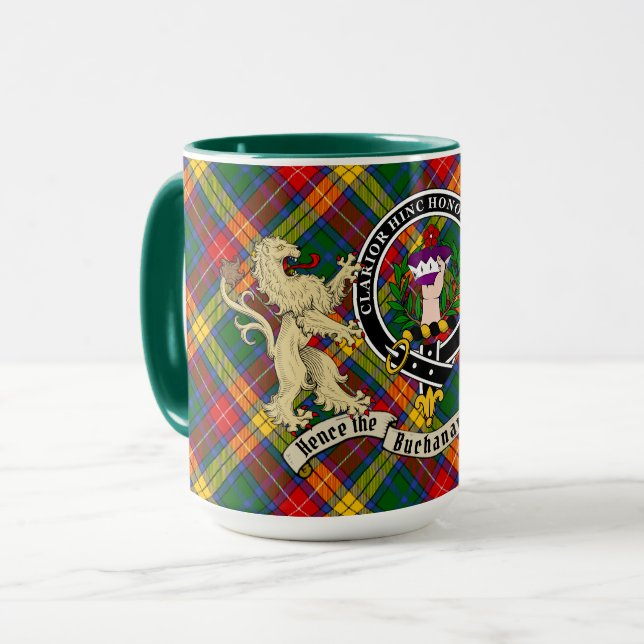 Taza Badge Buchanan Clan y Mug Personalizada de Tartan (Anverso izquierdo)
