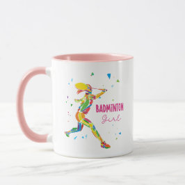 Taza Badminton Girl Vibrant Abstract Player Graphic