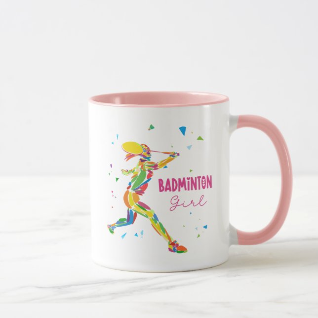 Taza Badminton Girl Vibrant Abstract Player Graphic (Derecha)