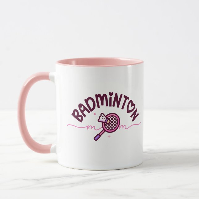 Taza Badminton Mom Cute Girly Sports Mother's Day Gift (Izquierda)