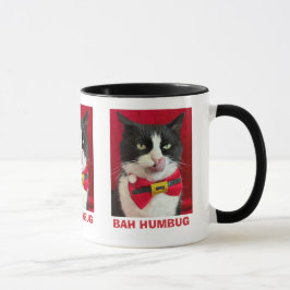 Taza Bah Humbug Tuxedo Cat Navidades Mug