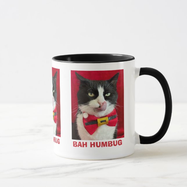 Taza Bah Humbug Tuxedo Cat Navidades Mug (Derecha)