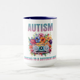 Taza Bailando a un ritmo diferente. Conciencia sobre el