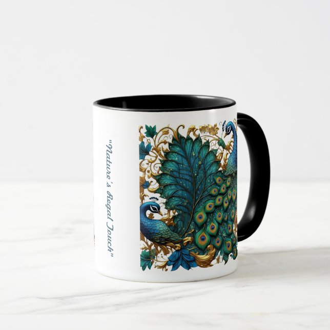 Taza "Bailando con elegancia de pavo real" (Anverso derecho)