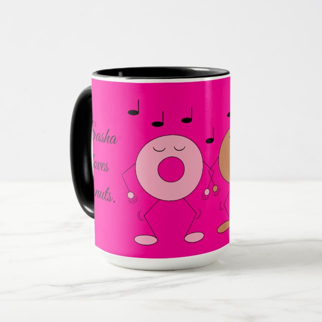 Taza Bailando Donuts Oscuros Fuchsia (Anverso izquierdo)