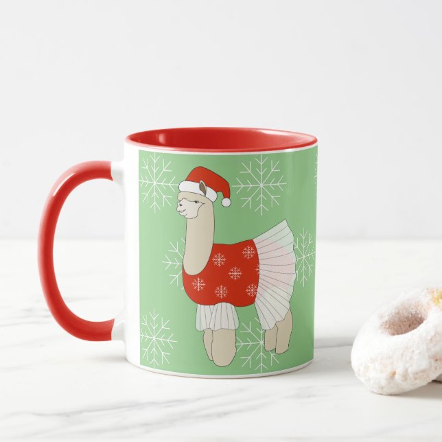 Taza Bailarina LLama de ilusima Copos de Nieve de Navid (Con donut)