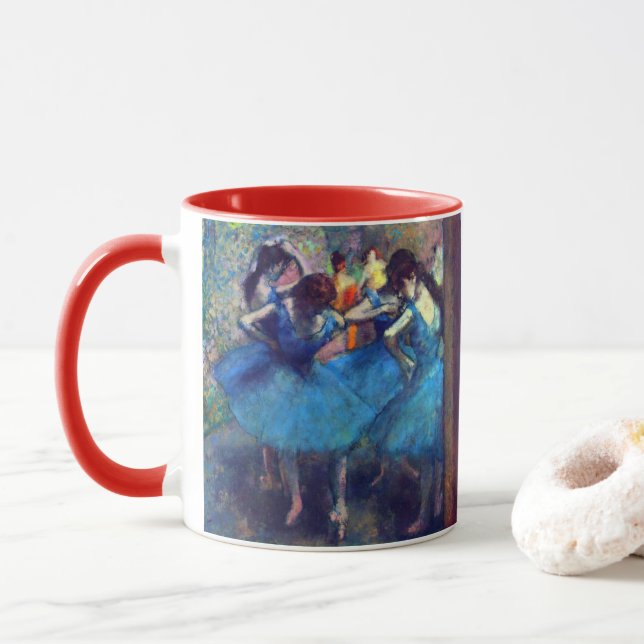 Taza Bailarinas en azul de Edgar Degas, arte de ballet  (Con donut)