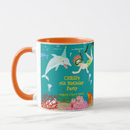 Taza Bajo el mar delfines y fiesta de cumpleaños de niñ
