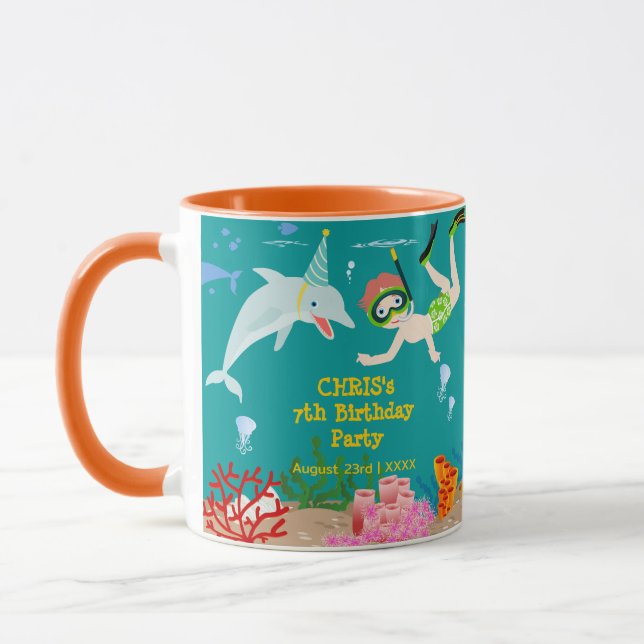 Taza Bajo el mar delfines y fiesta de cumpleaños de niñ (Izquierda)