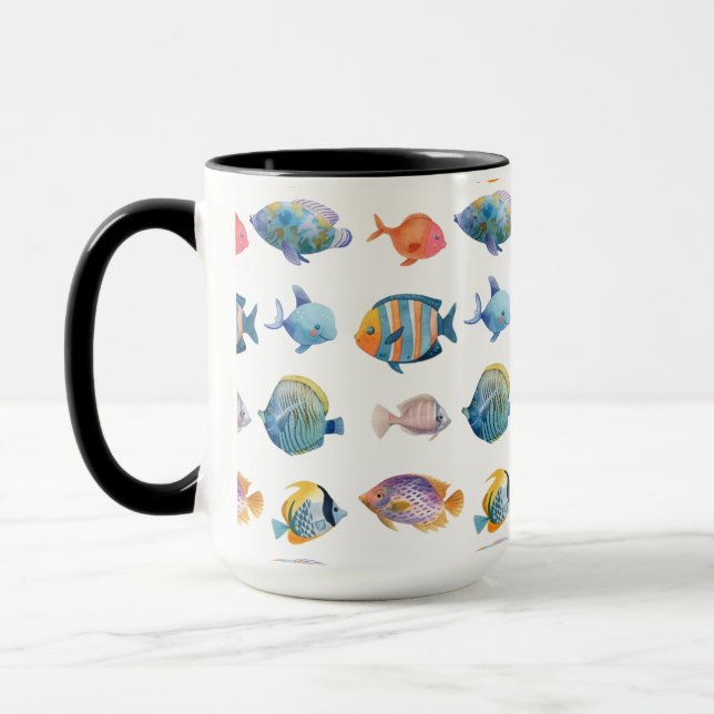 Taza Bajo el patrón de peces náuticos del mar (Izquierda)