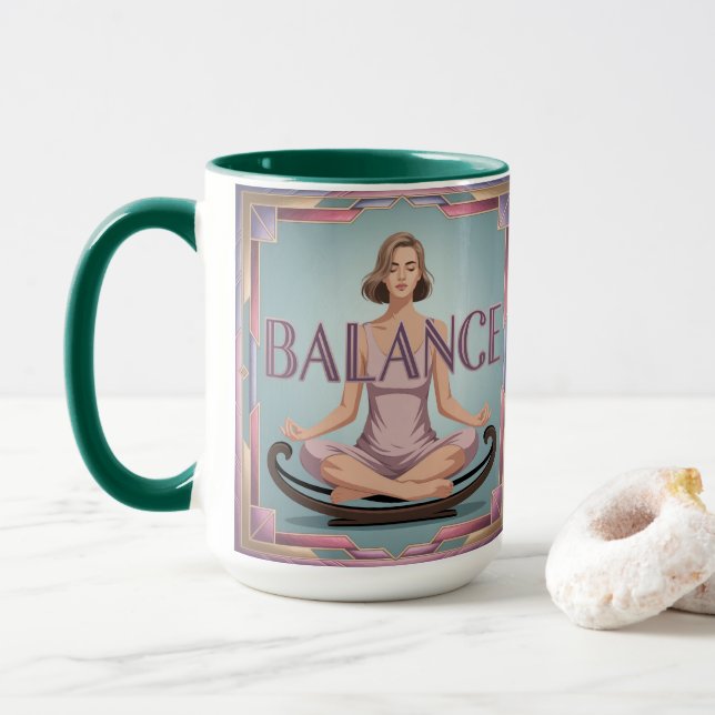 Taza Balance Affirmation Geometric Meditation Mug (Con donut)