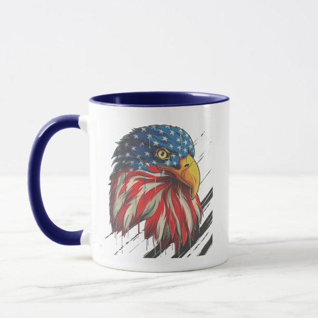 Taza Bald Eagle Bird USA Bandera Llorando Patriótico (Izquierda)