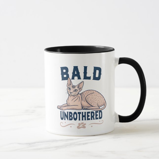 Taza Bald Unbothered Sphynx Cat Graphic Art (Derecha)