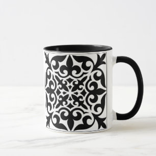 Taza Baldosa marroquí - blanco con fondo negro