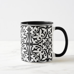 Taza Baldosa marroquí - negro con fondo blanco
