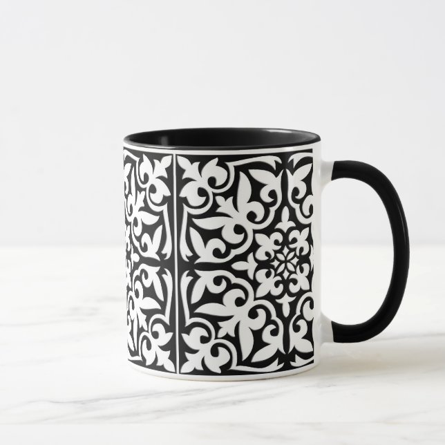 Taza Baldosa marroquí - negro con fondo blanco (Derecha)