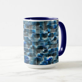 Taza Baldosas de cerámica rústica azul gris con defecto