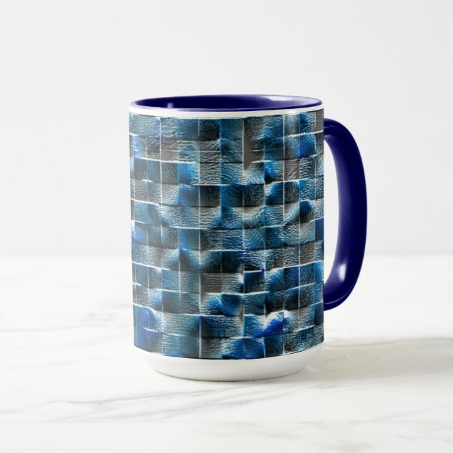 Taza Baldosas de cerámica rústica azul gris con defecto (Anverso derecho)