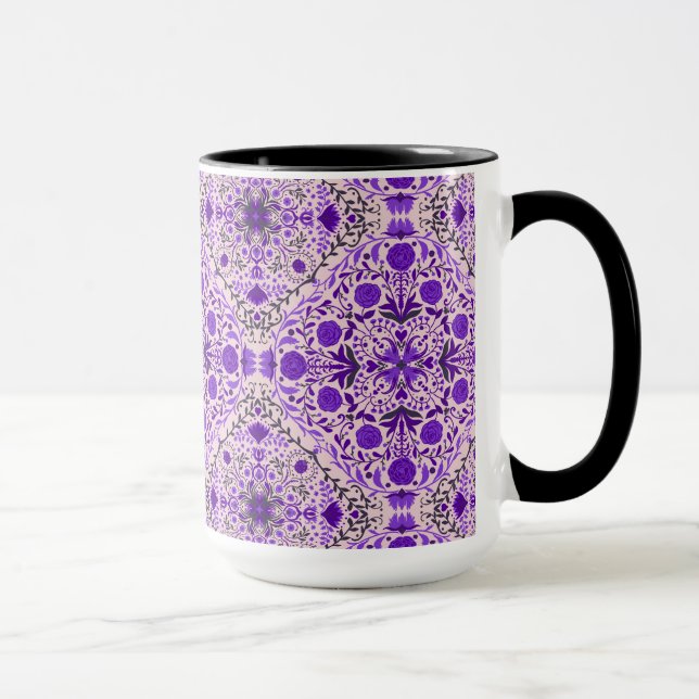 Taza Baldosas florales en rosa violeta y algodón (Derecha)